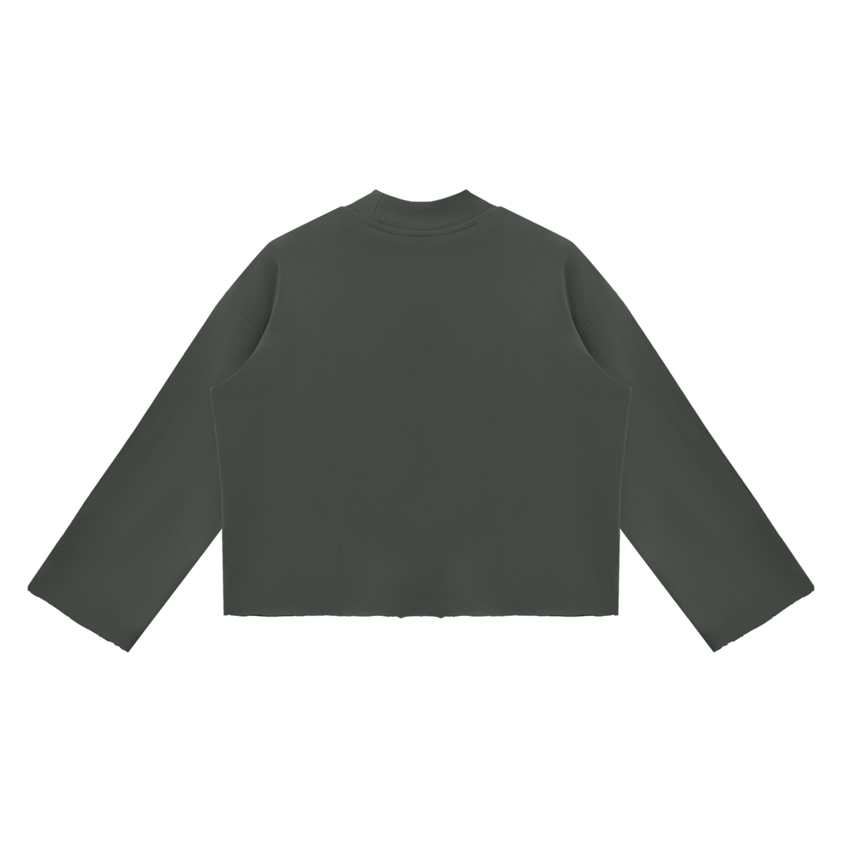 Unisex Mock Neck Raw Edge Boxy Sweatshirt